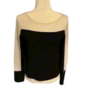Zara Black & White Contrasting Layered Color Block Top Long Sleeve Sz. Small